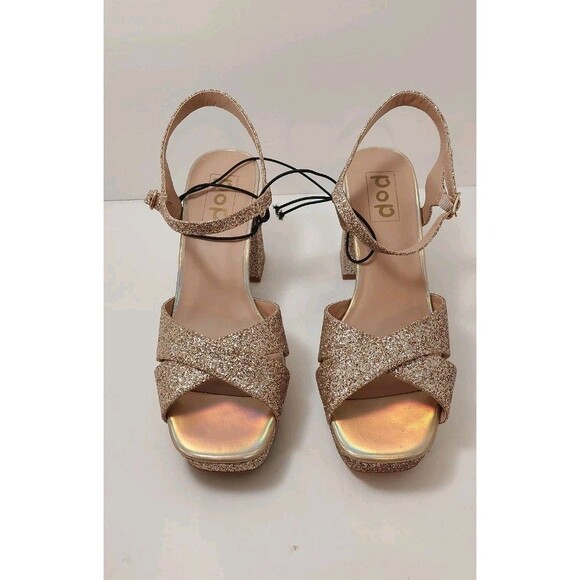 Pop Women's Size 10 M Cultured Heeled Sandals Gold tone Glitter Sparkles 10M - Picture 5 of 13